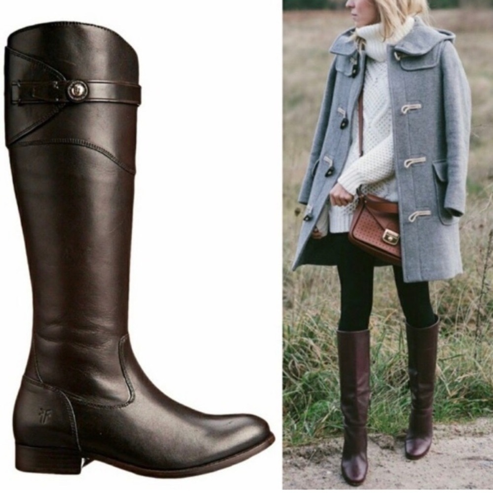 Frye Molly Button Knee High Riding Zip Boot Genuine Leather Size 8 NWOT